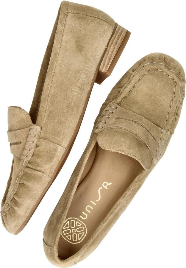 Unisa dames loafers met geplooide details beige suède - Foto 5
