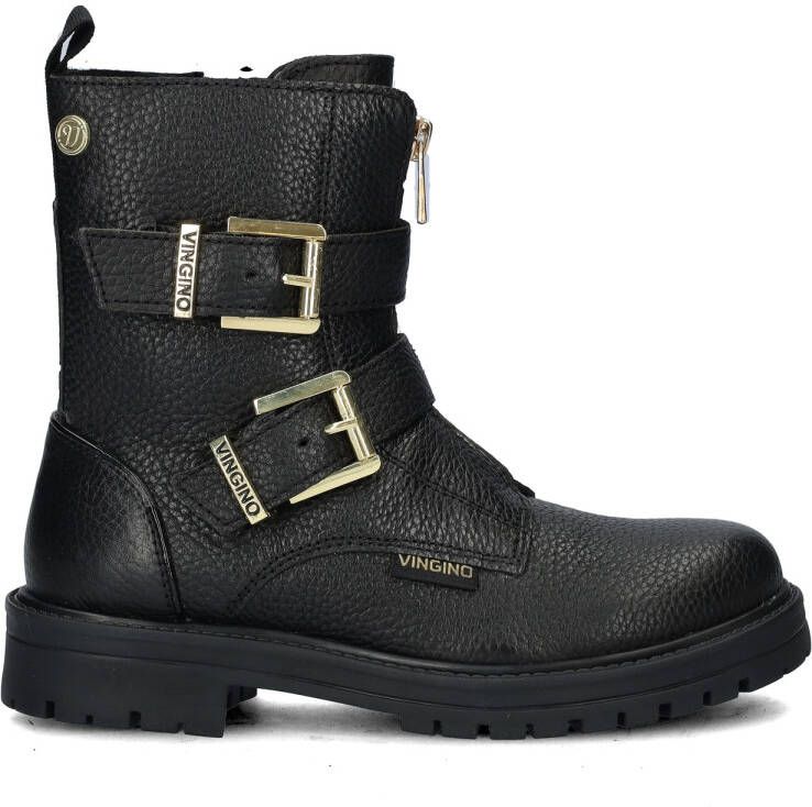 VINGINO Velia leren bikerboots zwart Meisjes Leer 33 - Foto 5