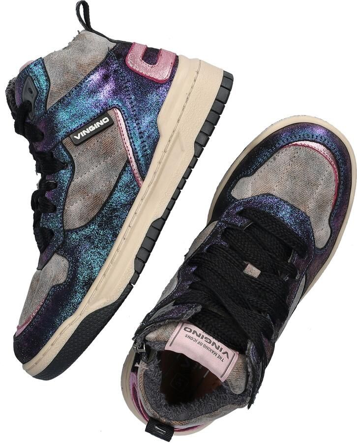 Vingino VIN825556-998 Meisjes Hoge Sneakers Multicolor Leer Veters - Foto 4