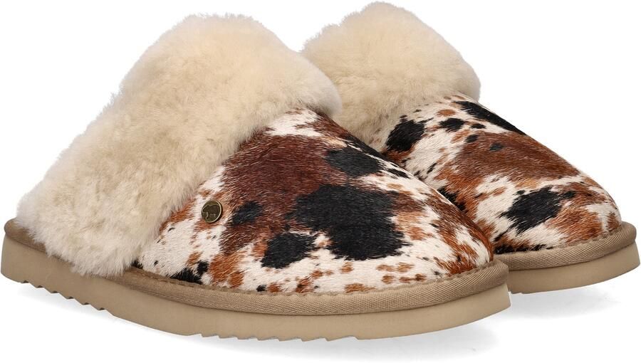 Warmbat Collie Print Hairy Cow Dames Sloffen Zwart - Foto 5