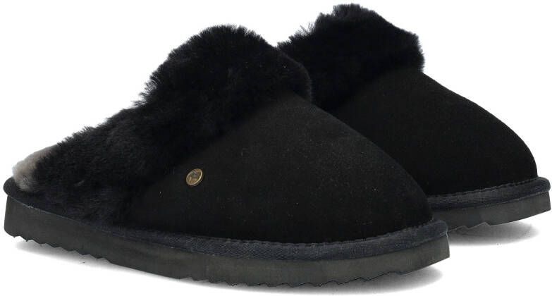 Warmbat Pantoffels Dames Sloffen Instappers Wol Harde zool Open hiel Flurry Zwart - Foto 8