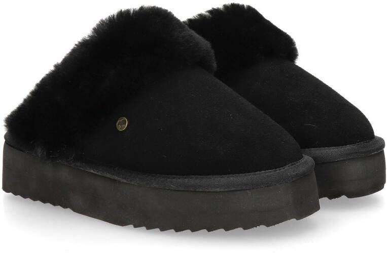 Warmbat Flurry Suede Plateau Dames Sloffen Zwart Zwart - Foto 8