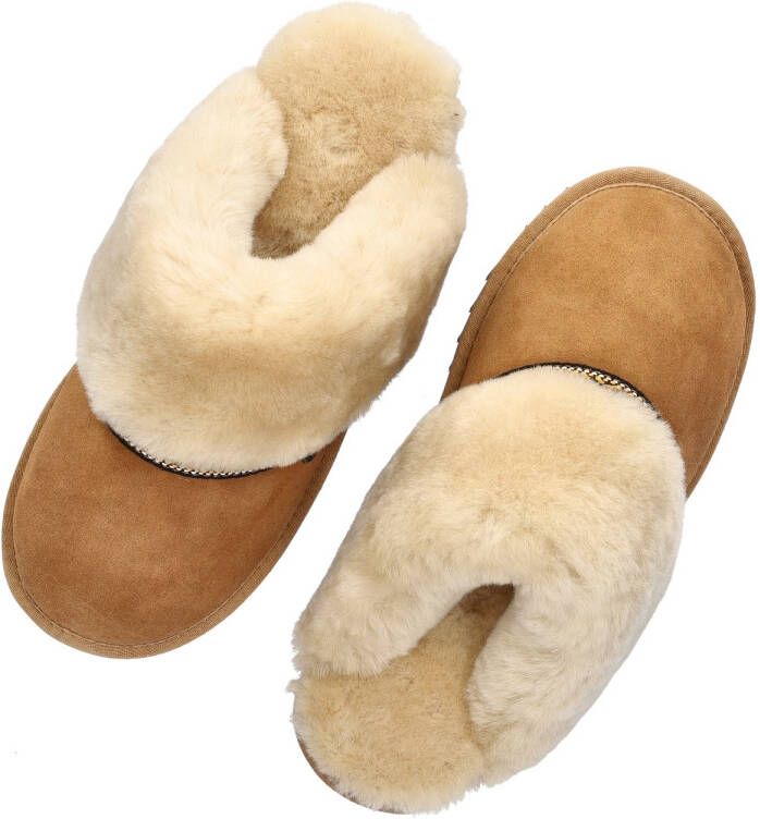 Warmbat Australia Warmbat Flurry Suede Tape Cognac dames pantoffel (open hiel) bruin - Foto 5