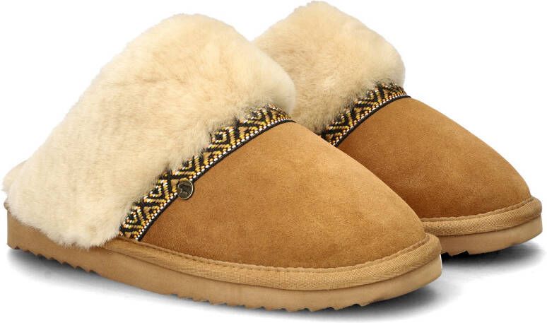 Warmbat Australia Warmbat Flurry Suede Tape Cognac dames pantoffel (open hiel) bruin - Foto 3