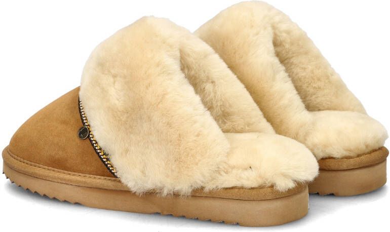 Warmbat Australia Warmbat Flurry Suede Tape Cognac dames pantoffel (open hiel) bruin - Foto 4