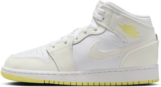 Jordan 1 Mid Kindersneakers Wit Textil Leer