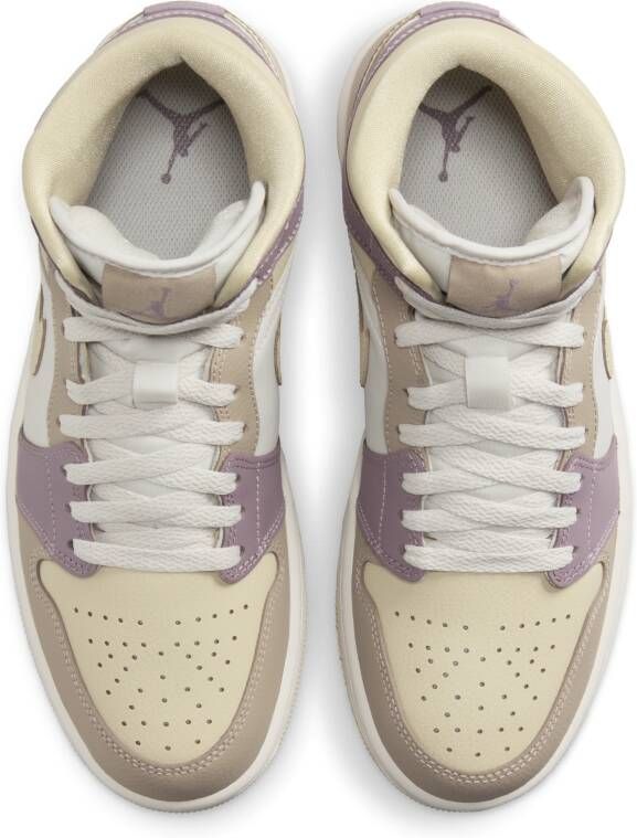 Jordan 1 Mid Dames Schoenen Beige Maat: 36.5 Polyester Foot Locker - Foto 4