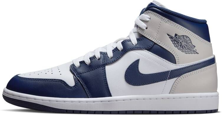 Jordan Aj1 Mid Heren Schoenen Wit Maat: 40.5 Leer Synthetisch Foot Locker