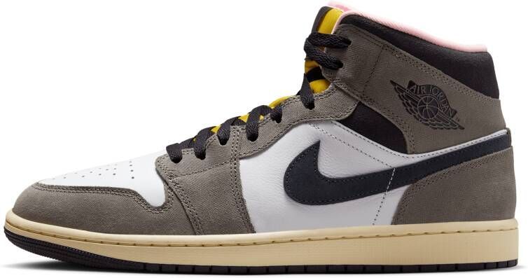 Jordan Aj1 Mid Heren Schoenen Wit Maat: 40.5 Leer Synthetisch Foot Locker