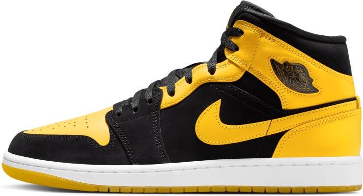 Jordan Aj1 Mid Heren Schoenen Zwart Maat: 40.5 Leer Synthetisch Foot Locker