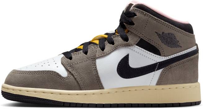 Jordan 1 Mid Unisex Schoenen Wit Maat: 35.5 Mesh Synthetisch Foot Locker