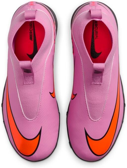 Nike Jr. Mercurial Superfly 10 Academy high top voetbalschoenen voor kleuters kids (turf) Roze