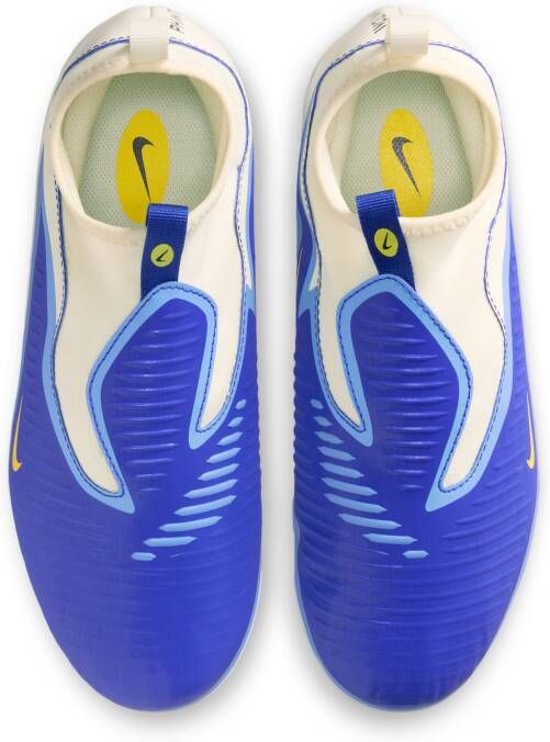 Nike Jr. Phantom 6 High Academy LV8 voetbalschoenen voor kids (stevige ondergrond) Blauw