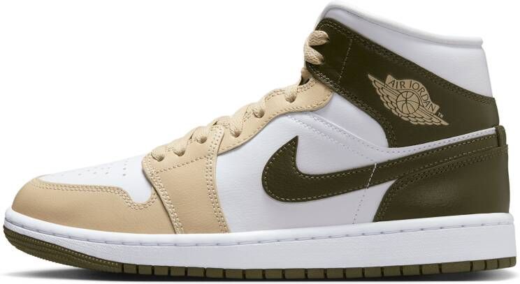 Jordan 1 Mid Dames Schoenen Wit Maat: 36.5 Polyester Foot Locker