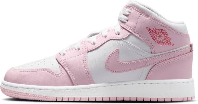 Jordan Aj1 Mid Unisex Schoenen Roze Maat: 38.5 Leer Foot Locker