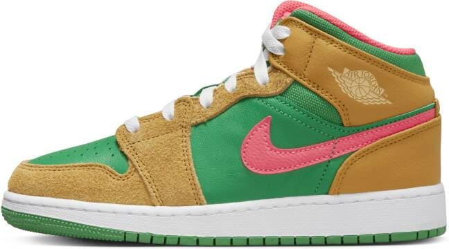 Jordan Air 1 Mid Se (gs) Basketball Schoenen chutney celestial gold lucky green maat: 39 beschikbare maaten:38 39 40