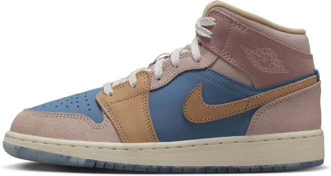 Jordan Air 1 Mid Sneaker School kinderschoen Blauw