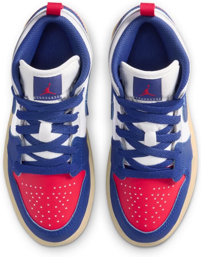 Jordan Aj1 Mid Peuterschoenen Wit Mesh Synthetisch