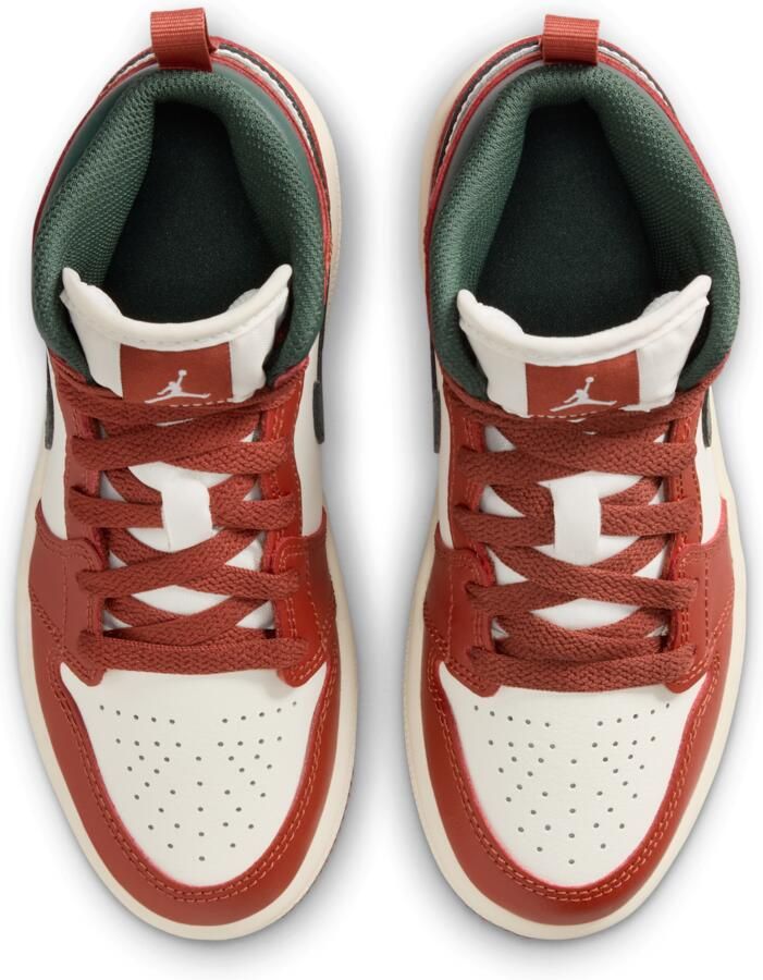 Jordan 1 Mid Peuterschoenen Wit Leer