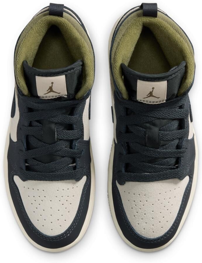 Jordan Aj1 Mid Peuterschoenen Beige Leer