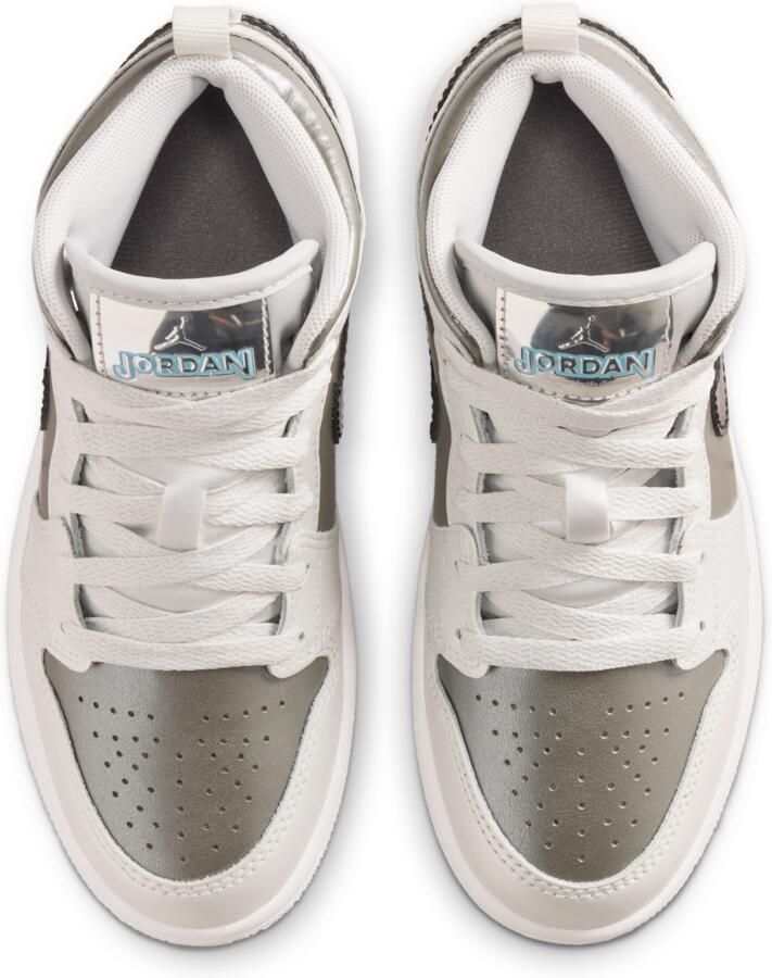 Jordan Aj1 Mid Peuterschoenen Grijs Leer