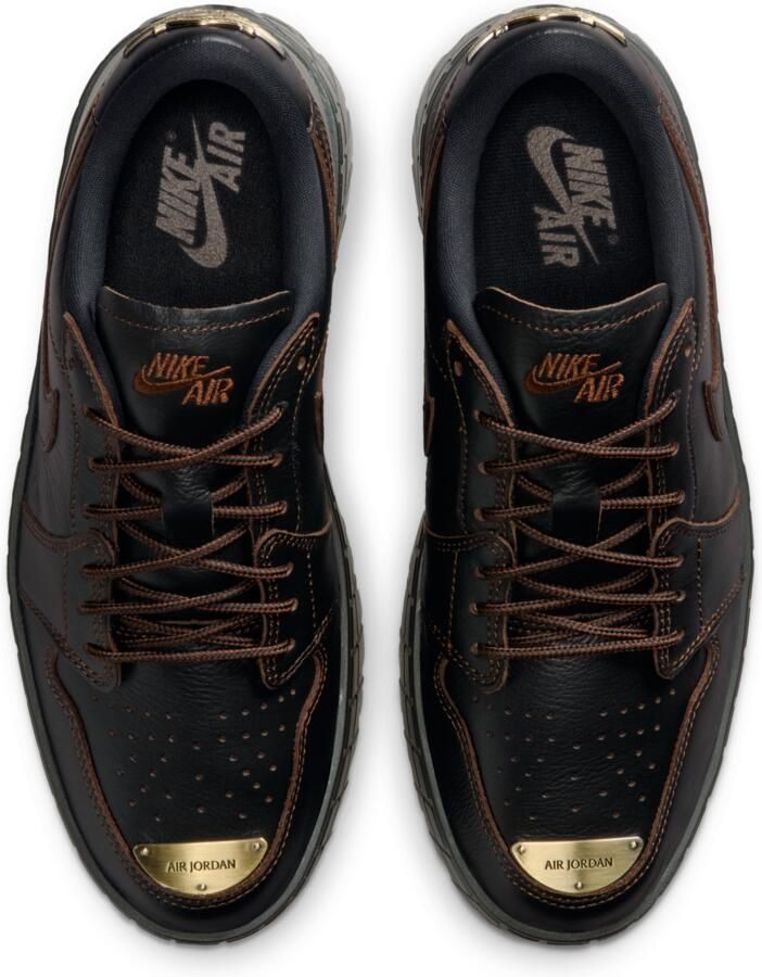 Jordan Air 1 Brooklyn Low Sneakers Dames Zwart Mesh Synthetisch