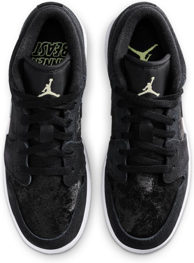 Jordan 1 Low Kindersneakers Zwart Mesh Synthetisch