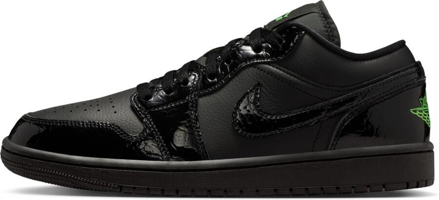 Jordan 1 Low Sneakers Dames Zwart Mesh Synthetisch