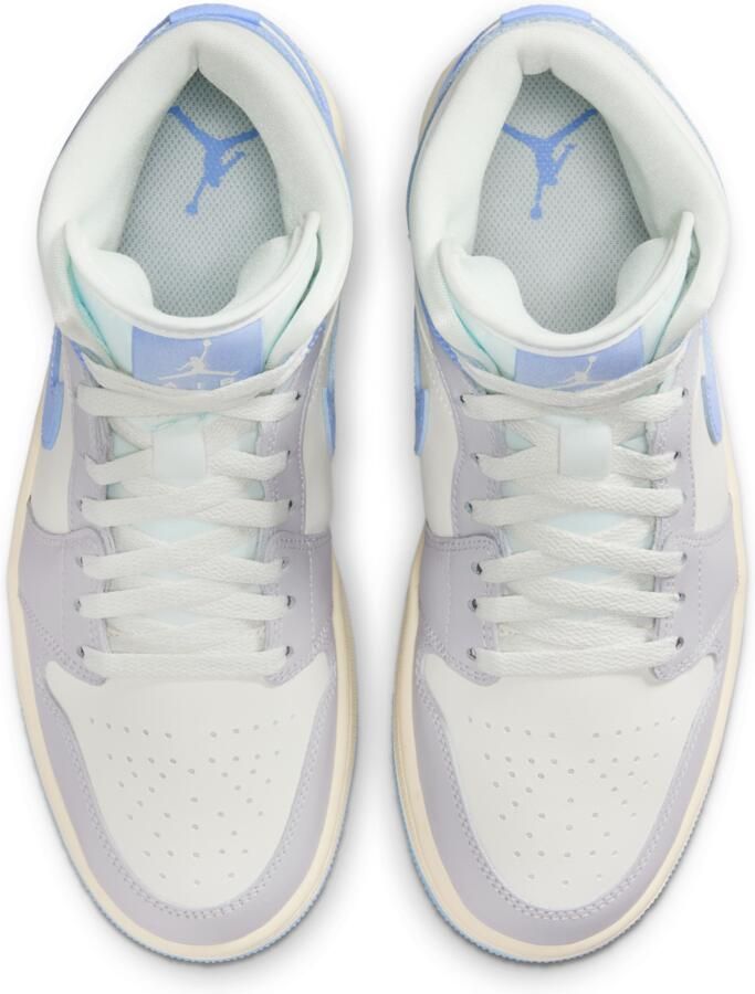 Jordan Aj1 Mid Sneakers Dames Blauw Mesh Synthetisch - Foto 2