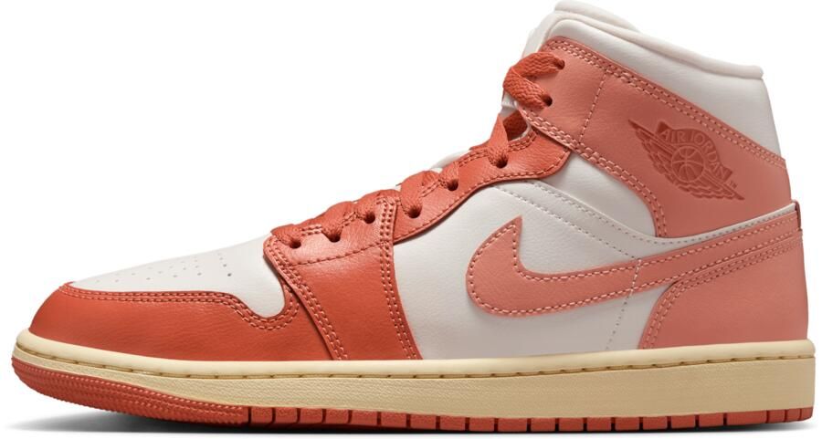 Jordan Aj1 Mid Sneakers Dames Beige Leer
