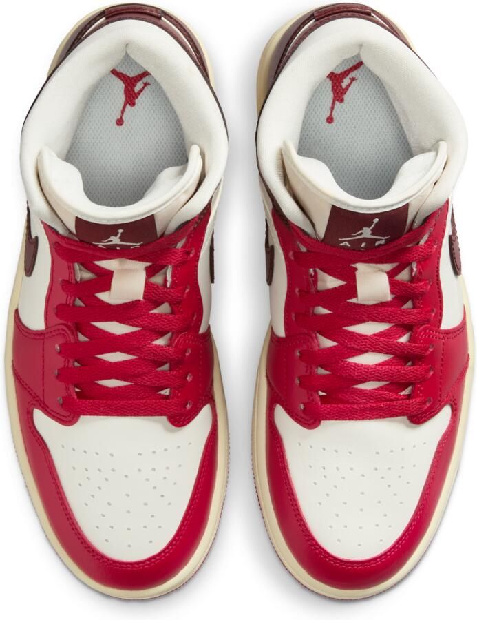 Jordan Aj1 Mid Sneakers Dames Wit Leer