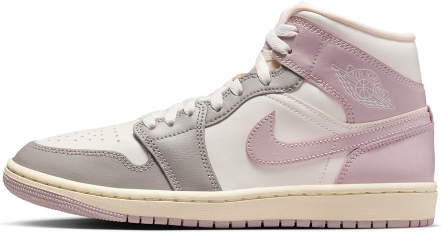 Jordan Aj1 Mid Sneakers Dames Wit Mesh Synthetisch