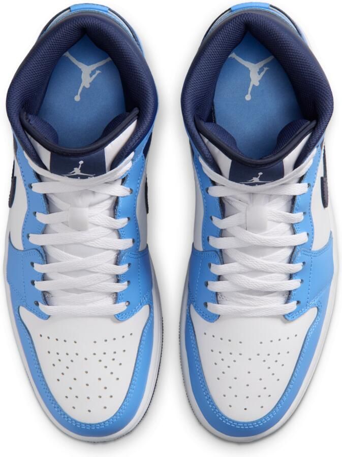 Jordan Aj1 Mid Sneakers Heren Blauw Leer Synthetisch - Foto 2