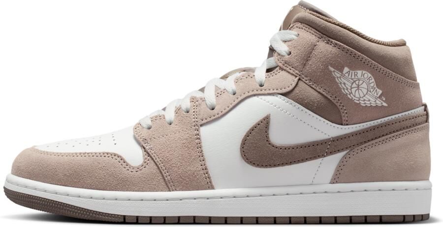 Jordan Aj1 Mid Sneakers Heren Bruin Leer Synthetisch