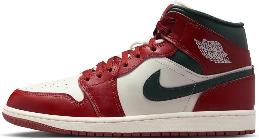 Jordan Aj1 Mid Sneakers Heren Wit Leer Synthetisch