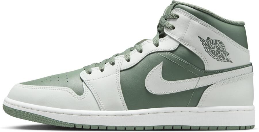 Jordan Aj1 Mid Sneakers Heren Wit Leer Synthetisch