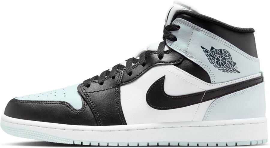 Jordan Aj1 Mid Sneakers Heren Zwart Leer Synthetisch