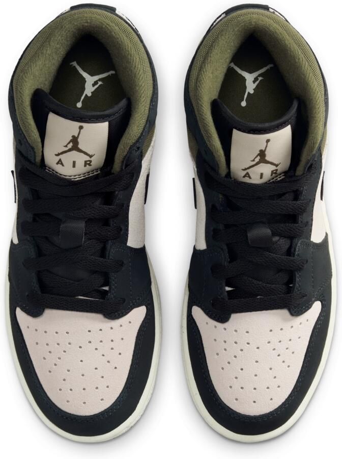 Jordan Aj1 Mid Kindersneakers Beige Leer