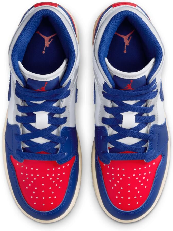 Jordan Aj1 Mid Kindersneakers Wit Mesh Synthetisch