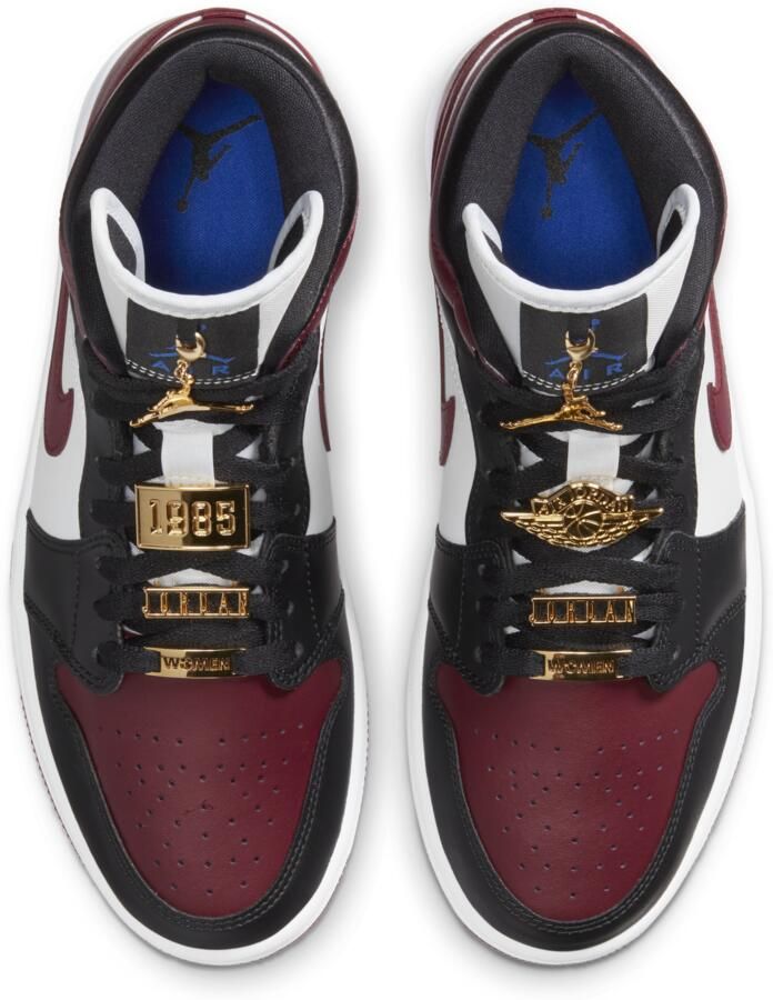 Jordan 1 Mid Dames Schoenen Black Leer Synthetisch Foot Locker - Foto 2