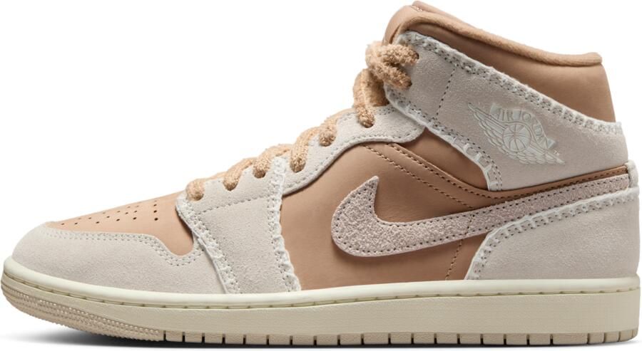 Jordan Aj1 Mid Sneakers Dames Bruin Mesh Synthetisch - Foto 2