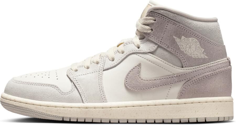 Jordan Aj1 Mid Sneakers Dames Grijs Leer