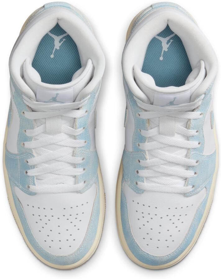 Jordan Aj1 Mid Se Sneakers Dames Wit Mesh Synthetisch