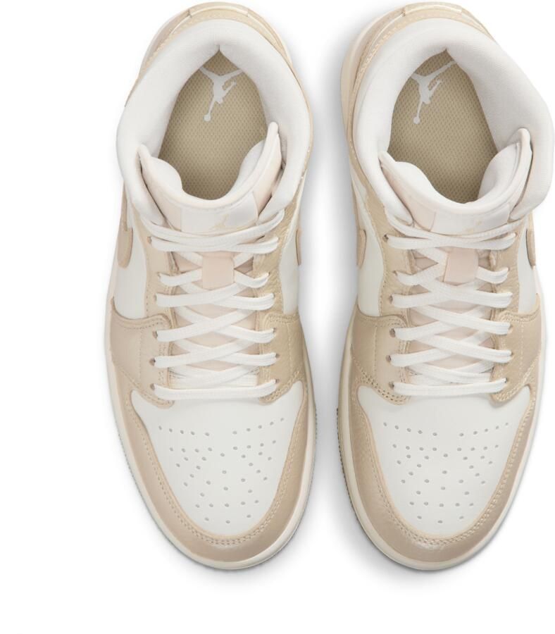 Jordan Aj1 Mid Sneakers Dames Wit Mesh Synthetisch