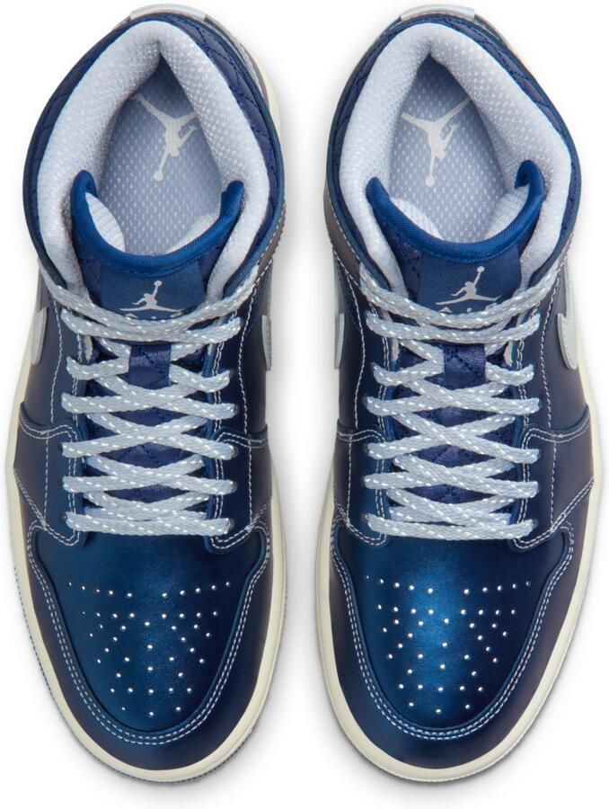 Jordan 1 Mid Sneakers Dames Zwart Mesh Synthetisch