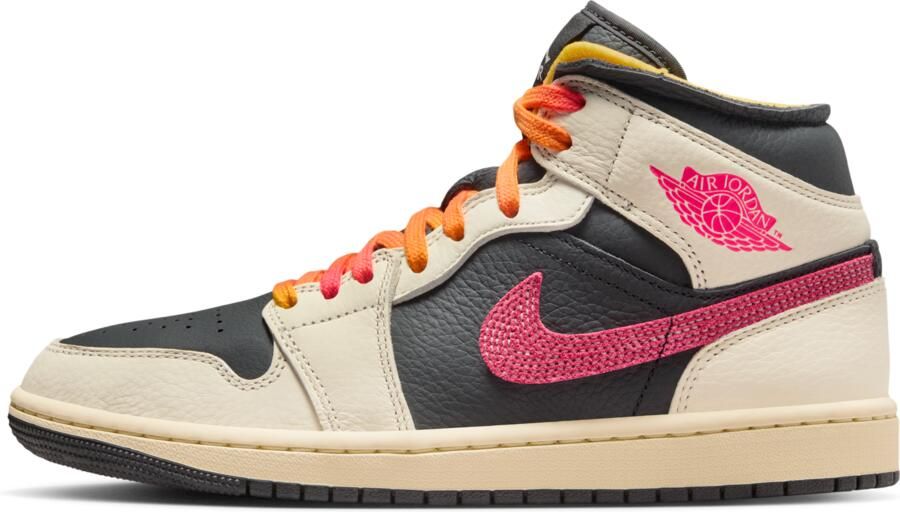 Jordan 1 Mid Sneakers Dames Wit Mesh Synthetisch