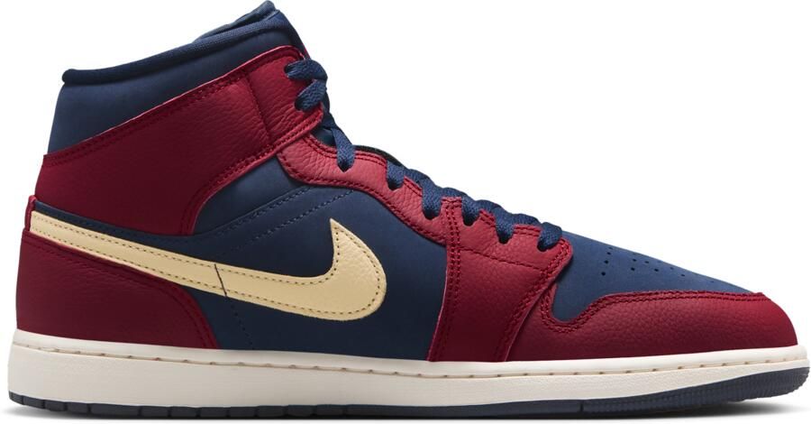Jordan Aj1 Mid Sneakers Heren Rood Leer Synthetisch - Foto 3