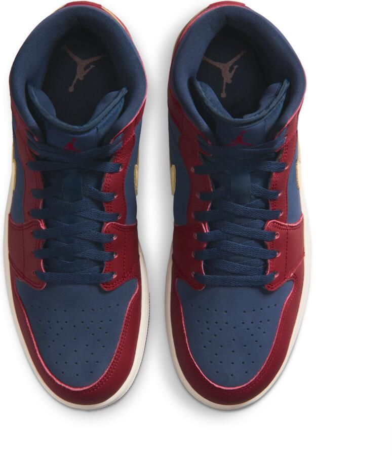 Jordan Aj1 Mid Sneakers Heren Rood Leer Synthetisch - Foto 2