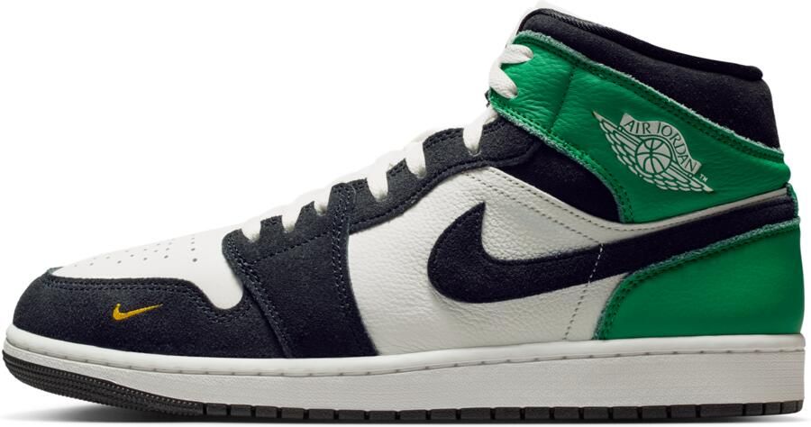 Jordan Aj1 Mid Sneakers Heren Wit Leer Synthetisch