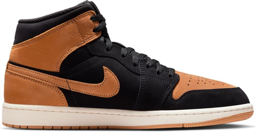Jordan Aj1 Mid Sneakers Heren Zwart Leer Synthetisch - Foto 3